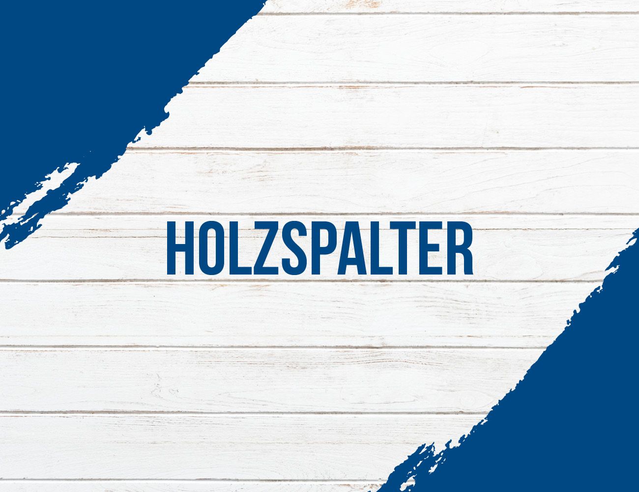 Mobiler Holzspalter von Scheppach. Gezeigt wird ein weißes Holzbrett mit blauen Kanten und dem Text 'Holzspalter'.